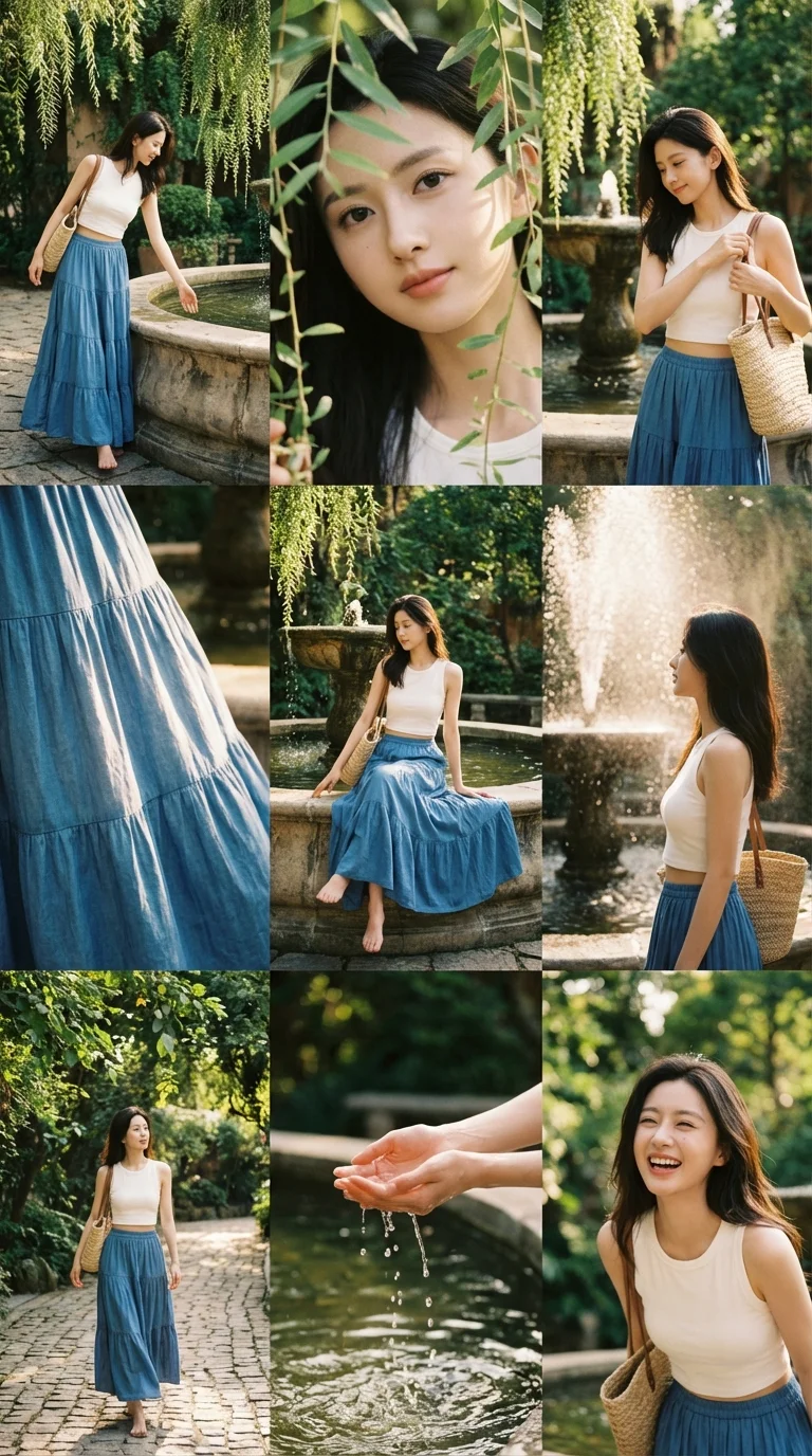 Vintage Garden Portrait 3x3 Grid - Nano banana AI generated result