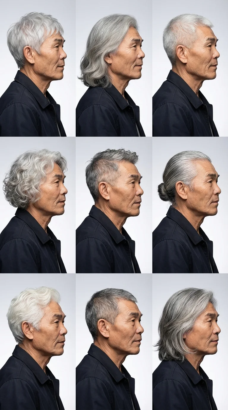 Elderly Hairstyle 9-Grid - Nano banana AI generated result