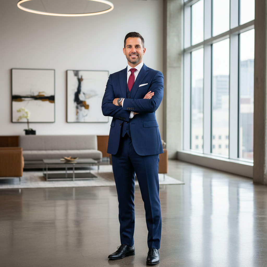 Men's Virtual Try-On — Business Suit — Nano Banana 2 AI-generated image, E-commerce Virtual try-on