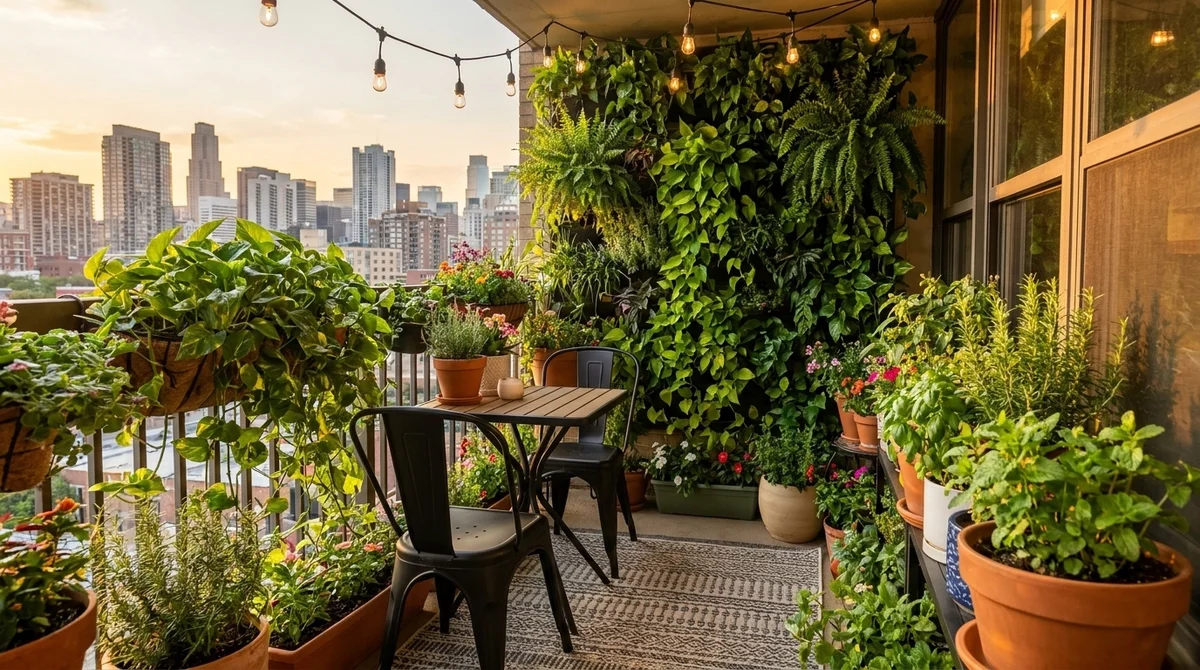 Urban Balcony Garden Design — Nano Banana Pro AI-generated image, Home & Interior Balcony garden rendering